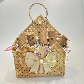 PB Toys Small and Medium Sized Bird Bite Toy, Wooden Basket, Colorful Tear Paper for Birds, Parakeets, Budgies, Conures,Cockatiels, Parrotlets, Ringnecks (Cork Natural Color)
