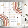Imirell Kids Boho Rainbow Floral Inspirational Quotes Shower Curtain 60Wx72H