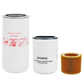39329602 Oil Filter 24121212 Oil Separator 88171913 Air Filter Compatible with Air Compressor UP6-5 UP5 UP6-15C Replace 22388045 1092200281 13294374 17200095
