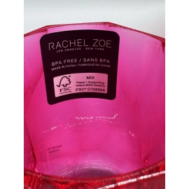 Rachel Zoe 2 RACHEL ZOE Hot Pink Acrylic Crystal Diamond Cut Wine Glass Set Tumbler Outdoor