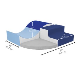 FDP SoftScape Curvy Corner Climber, Indoor Active Play Structure for Toddlers and Kids, Safe Soft Foam for Crawling and Sliding, 4-Piece Set - Navy/Powder Blue