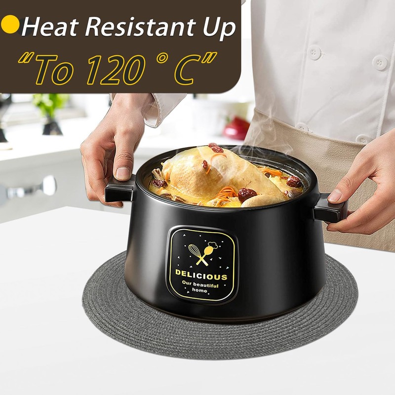Homcomodar Round Table Place Mats Set of 6 Heat Resistant