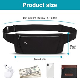 Slim Running Belt for Phone, Travel Money Belt, Sports Bum Bag for Walking Cycling Walking Gym