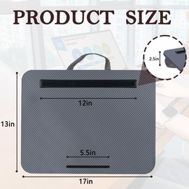 Portable Laptop Desk Fits Up to 16“ Laptops, with Tablet Slot, Built-in Cushion, Great for Home & Office,Lap Desk for Laptop,Lap Desk with Cushion (Dark Grey, Medium)