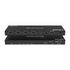 FOURKAY 1x4 4K HDMI Splitter with 4K->1080p Downscaling and Stereo Audio Extraction. HDMI 2.0b, HDCP2.2 HDCP1.4