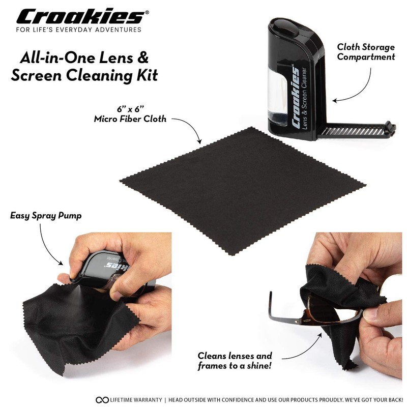 Croakies All-in-one Cleaning Kit | Lens Care Travel Kit with