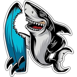 Shark Fish Funny Waterproof Horror Vinyl Sticker Decal for Cars Bumper Truck Window Wall Boat Cup Tumblers Laptop Bike Tackle Box Accessories 5 Inches