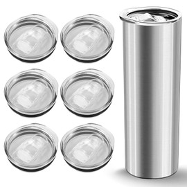 6Pcs Tumbler Lid Replacement 2.96"x2.83" 20oz Skinny Plastic Tumbler Replacement Lids Reusable Tumbler Lid Covers Clear Clear Cup Lid Cover Compatible for 20oz Stainless Steel Tumblers