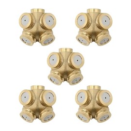 UOIENRT 5 Pcs High Pressure 4-Hole Brass Misting Nozzles, Atomizing Misting Sprayer Water Hose Nozzle, for Landscaping, Dust Control, Greenhouse, 0.06" Orifice (1.5 mm), DN15(1/2") Fitting Adapter