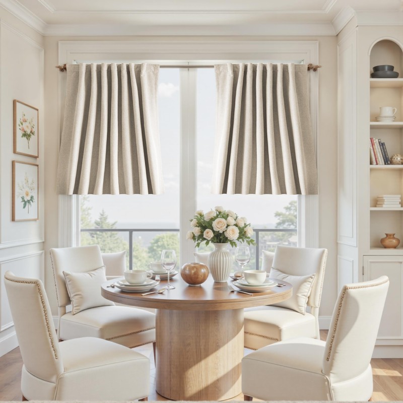 Blackout Curtains 24 Inch Long for Bedroom, Oatmeal 2 Panels