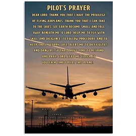 Vintage Airplane Poster Metal Plaque Pilot'S Prayer Retro Metal Tin Sign Plaque Wall Decor Gift For Bathroom Restaurant Farm Bedroom Cafe School 12x16 Inch
