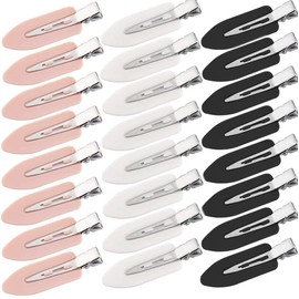 Aitakl 24 Pcs No Bend Hair Clips, No Crease Hair Clips Curl Pin Clips for Hairstyle Bangs Waves Makeup Application, Hairstyling Tool Styling Hairpins, Black, white, pink 24PCS