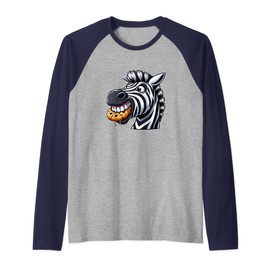 Cute Cartoon Zebra Cookie Sweet Teeth Raglan Baseball Tee