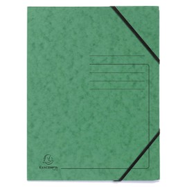 Exacompta 555413E Pack of 5, Premium Corner Folder Made in Germany Made of Extra Strong Colorspan Cardboard DIN A4 with 2 Elastic Bands, Document Folder, Ideal for the Office and School, Green
