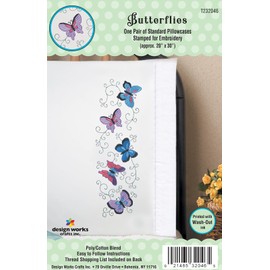 Tobin T232046 Stamped Pillowcase Pair Stamped Cross Stitch Kit for Embroidery, 20 by 30-Inch, Butterflies