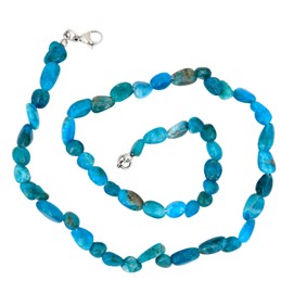 Taddart Minerals - Blue Nugget Necklace Made from Natural Gemstone Apatite with 45 cm Length - Handmade, Gemstone