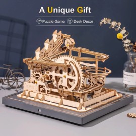 ROKR 254Pcs Marble Run 3D Wooden Puzzle With Waterwheel And Gear Mechanism