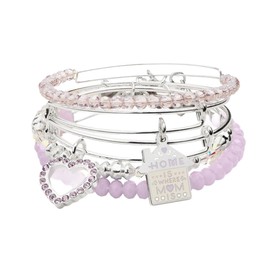 Alex and Ani Home Is Where Mom Is Set of 5 Charm Bangles, Shiny Silver