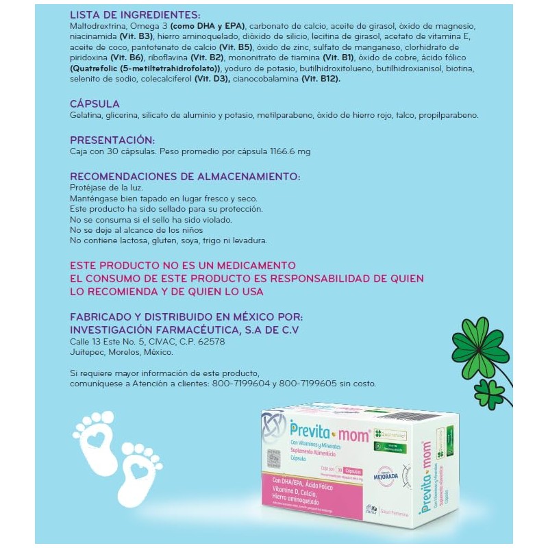 Previta Mom Suplemento Alimenticio Caja Cápsulas