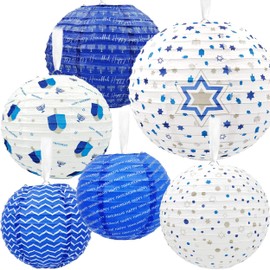 Hanukkah Hanging Ball Lanterns Ornaments 6 Piece, Hanukkah Decorations (4-Pack)