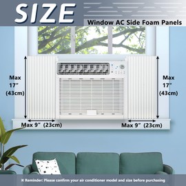 Flamorrow Window Air Conditioner Side Panels Kit, 17" H x 9" W x 7/8" T Window AC Foam Insulation Side Panels Kit, Window Seal Panels Insulates Summer Heat and Winter Cold, 2 Pack