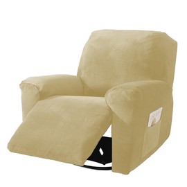 NORTHERN BROTHERS Recliner Chair Covers, Stretchy Recliner Couch Covers, Lazy Boy Velvet Chair Covers, Sofa Cover (Beige, 3 Seat)