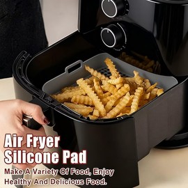 Air Fryer Silicona 7Pcs Kit,Bandeja para Hornear Reutilizable,3Pcs Cuadrado,Brocha de Silicon,Dos pares Guantes y Pinzas,para Cocina, Microondas,Freidora de aire, Baking