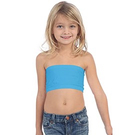 Kurve Sujetador de tubo Bandeau para niña, sin tirantes, sin costuras, tela de protección UV, UPF50+, fabricado en Estados Unidos, Turquesa, 9-14 Years