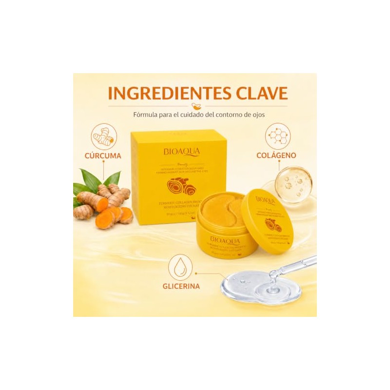 BIOAQUA Parches para Ojos de Cúrcuma y Colágeno, Hidratantes, 80