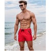 LINMYZAI Red Men's Swim Trunks 5" Inseam with Mesh Lining