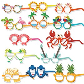HOWAF Luau Party Glasses Hawaiian Funny Paper Glasses Tropical Fancy Props for Summer Kids Party Favors