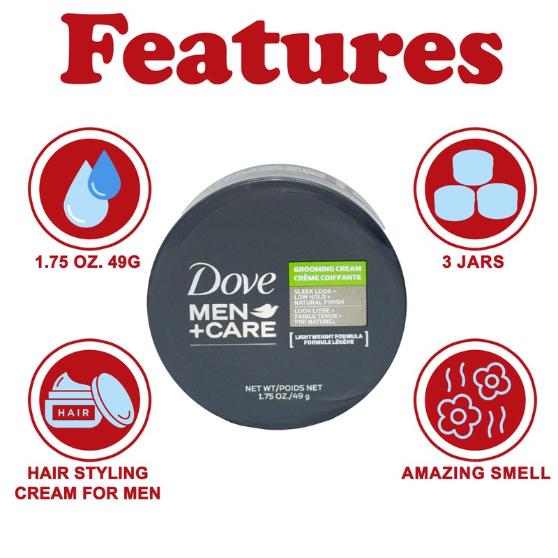 Dove Men+Care Grooming Cream, 3 Pack Hair Styling Cream for