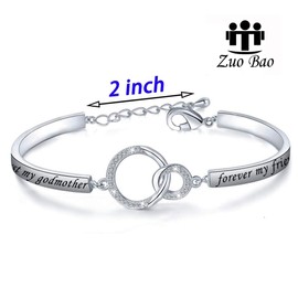 Zuo Bao Christian Jewelry Religious Gift First My Godmother Forever My Friends Bracelet Godmother Gift from Goddaughter Godson Godchild (Silver)
