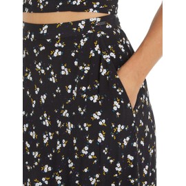 Tommy Jeans Women's Floral Ruffle Midi Length Skirt, Black (Spring Floral), XL, black