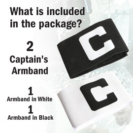 WISEPLAYERFC Football Captain's Armband - 2 Captain's Bands in White and Black for Junior