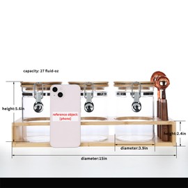 KKC Glass Storage Jars with Airtight Hinged Lids,Sealed Glass Containers for Loose Leaf Tea,Coffee Bean,Ground Coffee,Brown Sugar, Sealed Jar Canisters with Spoon for Kitchen Counter,27 Fluid-oz