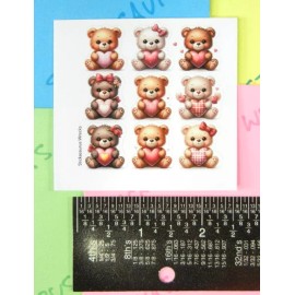 Stickasaurus Wrecks Teddy Bears & Hearts Mini Sticker Sheet Style 2