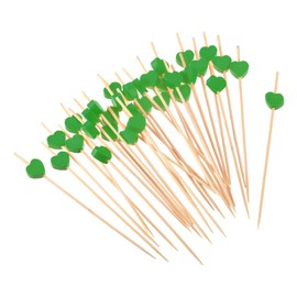 uxcell Cocktail Toothpicks, 100Pcs 4.72" Bamboo Heart Long Fruit Stick Decorative Fancy Cocktail Skewers Picks for Drinks Appetizer Fruits, Green