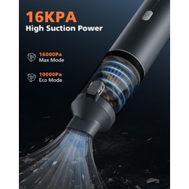 NOVARHOME Car Vacuum Portable with 16000Pa Powerful Suction, Handheld Vacuum Cordless Rechargeable Blow & Suction 4 in 1, Small Vacuum Cleaner for Car, Home, Office, Outdoor (Grey)