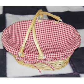 Vintiquewise Oval Willow Basket with Double Drop Down Handles, Set of 3 Red