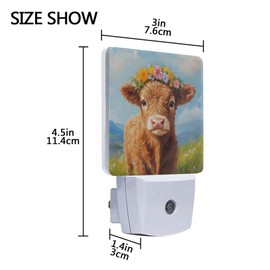 Wamika Highland Cow LED Sensor Night Light Set of 2 Cowboy Farmhouse Farm Table Desk Lamps with Adjustable Brightness Eye-Caring for Home Bedroom Office Parlour