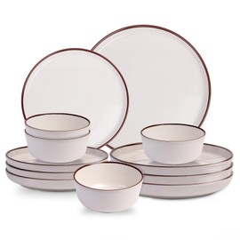 12-Piece Melamine Dinnerware Sets – Unbreakable Plates & Bowls Sets for Outdoor, Camping, Picnic, Party – Durable Dishware Sets, Lightweight & Shatterproof