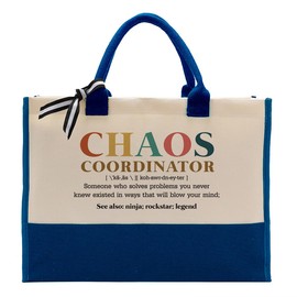 Canvas Tote Bag, Cotton Canvas Tote Bag, Chaos Coordinator Bag, Gifts for Boss Lady/Friend/Coworker/Teacher, Mom Birthday Gift, Canvas Tote Bags for Women, Womens Weekend Bag, Canvas Beach Bag C