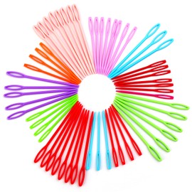 60 Pcs Large Eye Plastic Needles, 2 Sizes Yarn Needle, Plastic Sewing Needles Random Color, Weaving Needles, Safety Plastic Lacing Needles for Kids & Sewing Handmade Crafts (2.75inch/3.54inch)