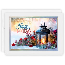 The Gallery Collection, 25 Count Card Pack, Christmas Cards with Foil Lined Envelopes (Happy Holiday Glow), For Business or Consumer