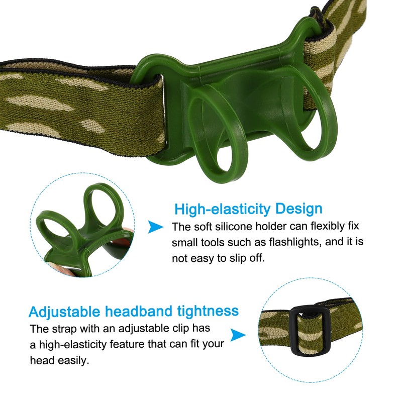 PATIKIL Flashlight Headband Holder Nylon Adjustable High Elasticity Hands Free