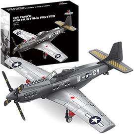 APOSTROPHE Games Mustang Fighter Building Block Set – 258 -Pcs P-51 Mustang Fighter Building Toys Set – Plane Toy for Kids Older Than 10 and Adults – Compatible with All Building Bricks