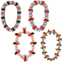 JenPen 4 Set Graduation Money Lei Class of 2025 Candy Lei Kit with Flower DIY Grad Ribbon Necklace Congrats Grad Party(Orange Black)