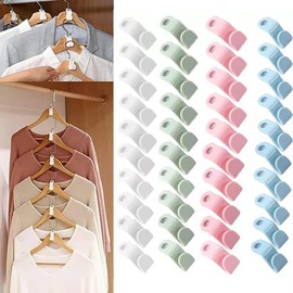Clothes Hanger Connector Hooks, 40PCS Sturdy Mini Cascading Hanger Hooks, Thickened 20lbs Space Saving Closet Hanger Organizer, Hanger Extender Clips, 4-Color Hanger Connection Hooks for Closet