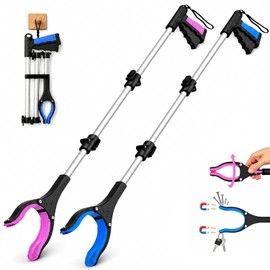 36" Grabber Reacher Tool, 2-Pack Long Reacher Grabber Pickup Tool with 4" Wide Anti-Slip Jaw, 360° Rotating Head and Magnetic Tip, Foldable Trash Grabbers for Seniors, Post Surgery Use Heavy Duty